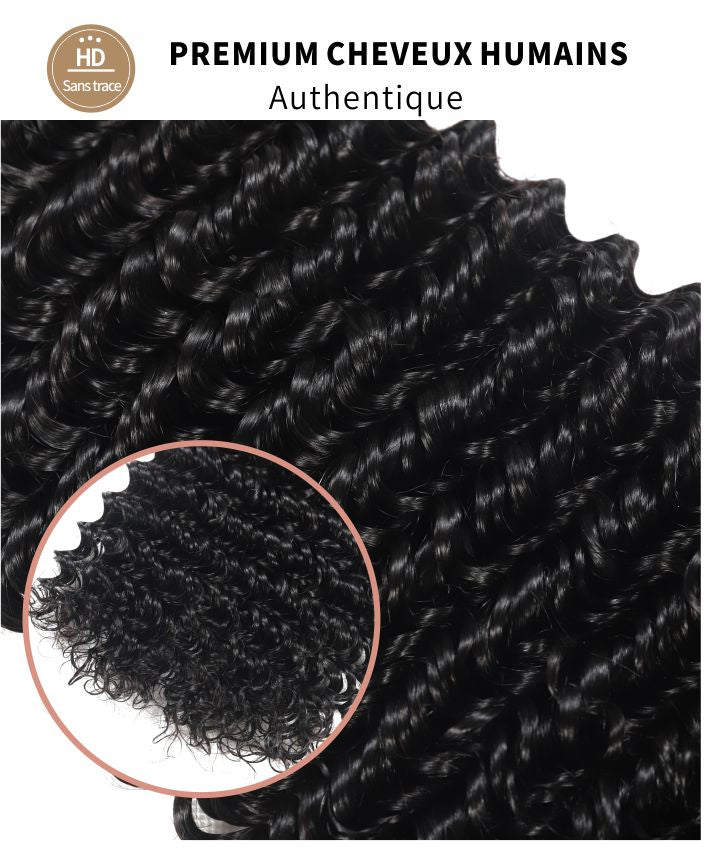 Glammane Perruque Cheveux Ondulés Noir Water Wave 12